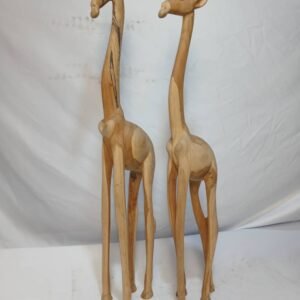 Girafe en bois de tek  naturel